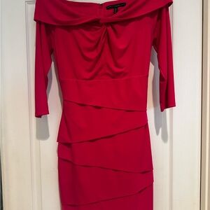 White House Black Market Hot Pink Off-Shoulder Dress